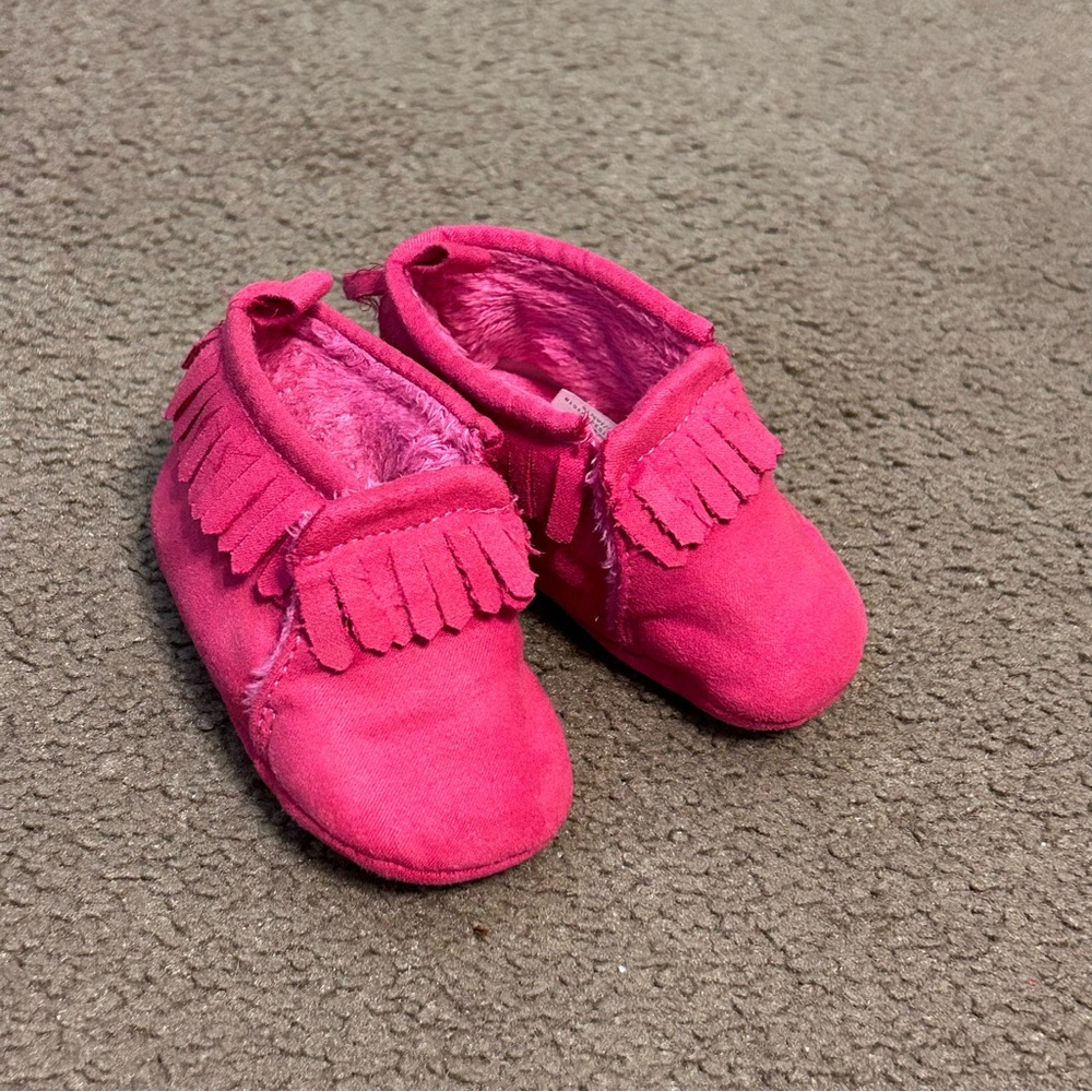 Pink Moccasins 0-3 Months Child of Mine Fur Lined Soft